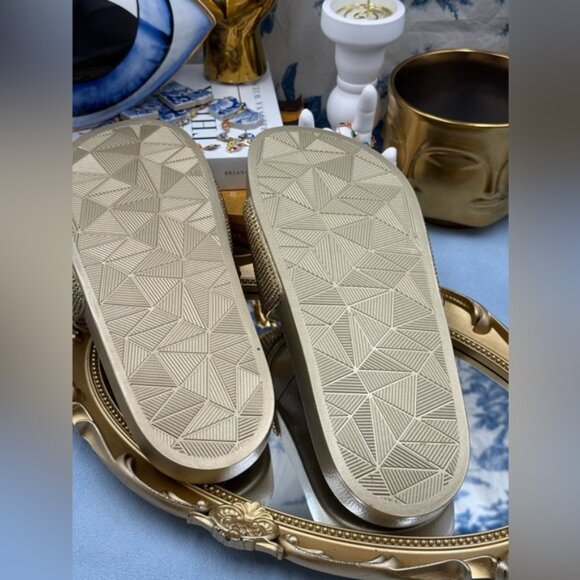 🆕 KURT GEIGER LONDON 🧿 NWOB Meena Eagle Gold Crystal Studded Slide, Sz US 8 - Picture 12 of 13